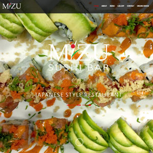 Mizu sushi, a website made by the Philadelphia area web development company TAF JK Group Inc.